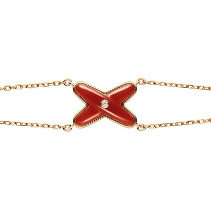 [✨ROSE✨]JEUX BRACELET CARNELIAN PINK GOLD 1 DIAMOND