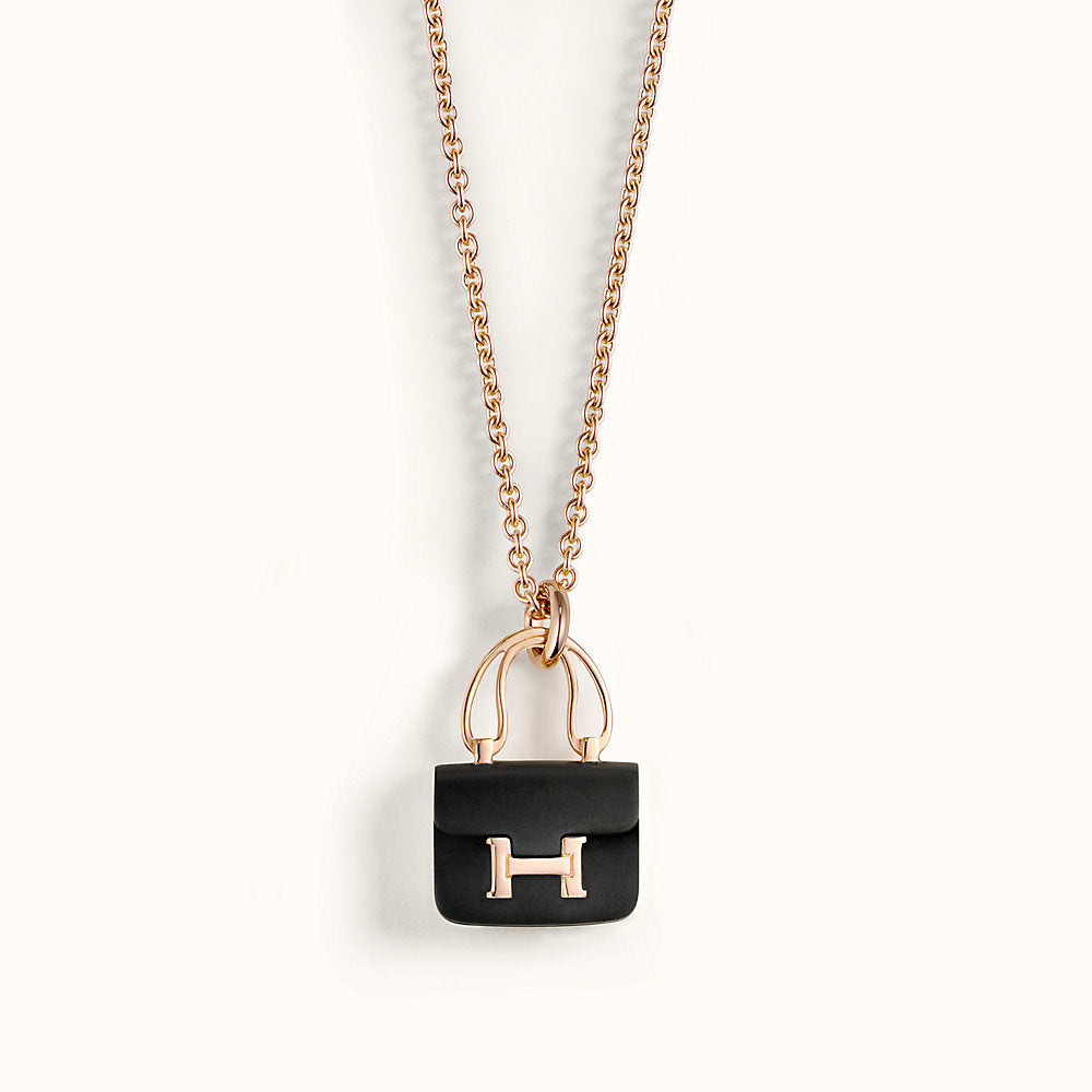 [✨ROSE✨]CONSTANCE BLACK PEDANT PINK GOLD NECKLACE