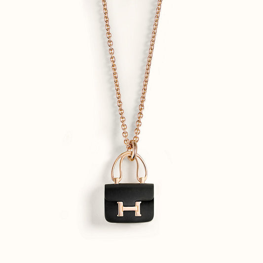 [✨ROSE✨]CONSTANCE BLACK PEDANT PINK GOLD NECKLACE