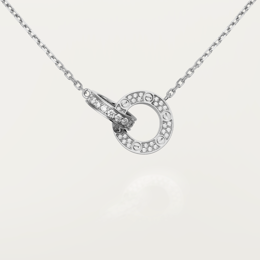 [✨ROSE✨]LOVE 7.6MM NECKLACE ROSE GOLD AND SILVER  FULL DIAMOND