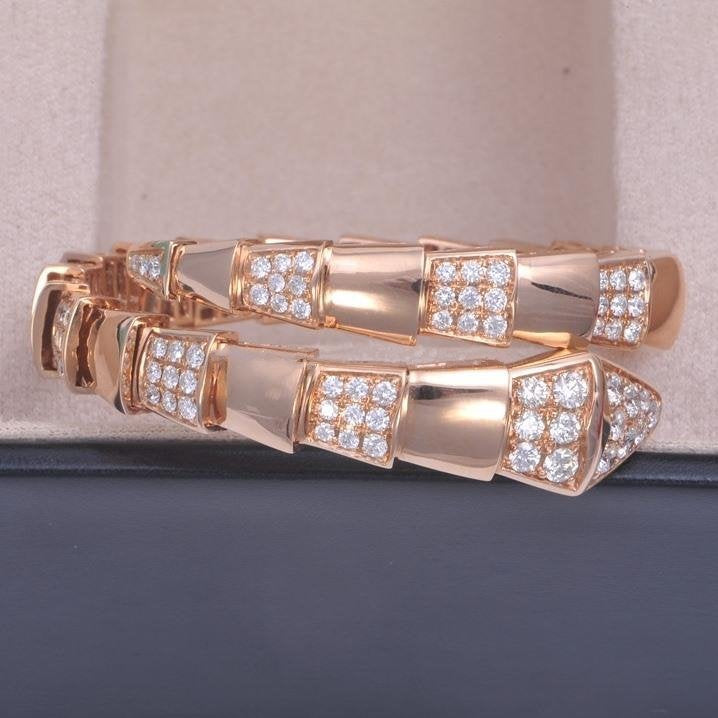 [✨ROSE✨]SERPENTI WIDE BRACELET PINK GOLD DIAMOND