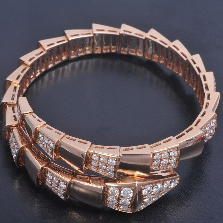 [✨ROSE✨]SERPENTI WIDE BRACELET PINK GOLD DIAMOND