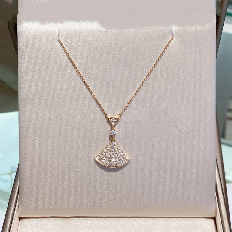 [✨ROSE✨]DREAM NECKLACE PINK GOLD FULL DIAMOND