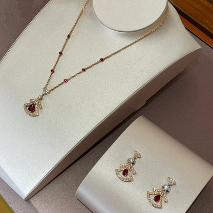 [✨ROSE✨]DREAM NECKLACE CARNELIAN DIAMOND PINK GOLD