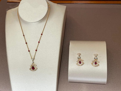 [✨ROSE✨]DREAM NECKLACE CARNELIAN DIAMOND PINK GOLD