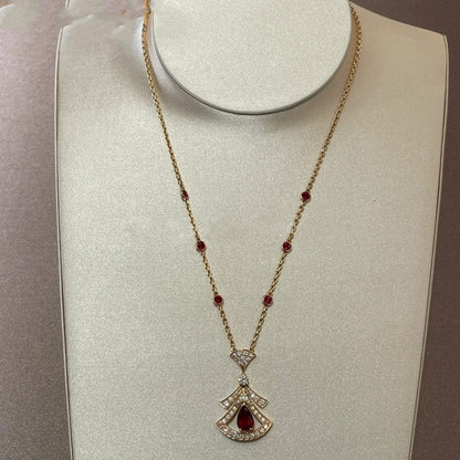 [✨ROSE✨]DREAM NECKLACE CARNELIAN DIAMOND PINK GOLD
