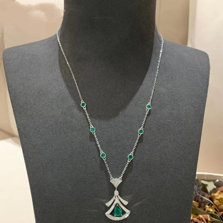 [✨ROSE✨]DREAM NECKLACE MALACHITE DIAMOND SILVER