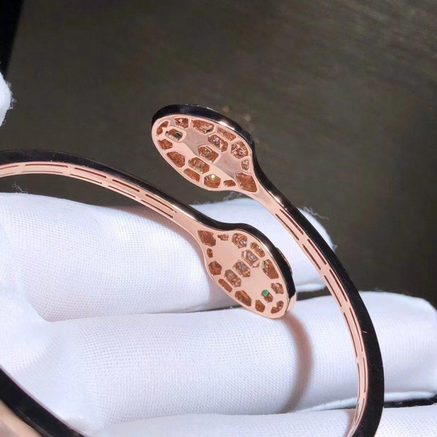 [✨ROSE✨]SERPENTI BRACELET PINK GOLD MALACHITE DIAMOND DOUBLE SNAKE