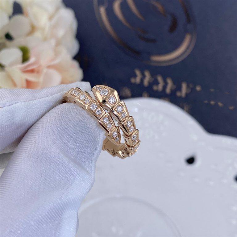 [✨ROSE✨]SERPENTI RING PINK GOLD DIAMOND PAVED 4MM