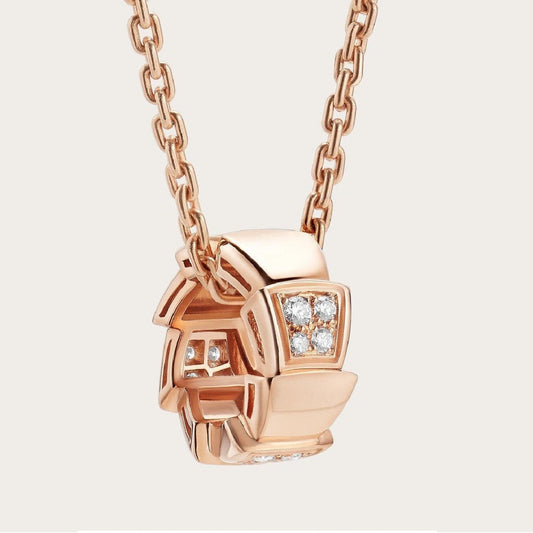 [✨ROSE✨]SERPENTI PEDANT DIAMOND PINK GOLD NECKLACE