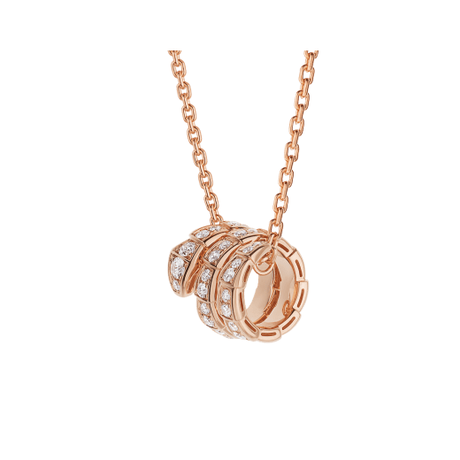 [✨ROSE✨]SERPENTI PINK GOLD NECKLACE DOUBLE RING DIAMOND