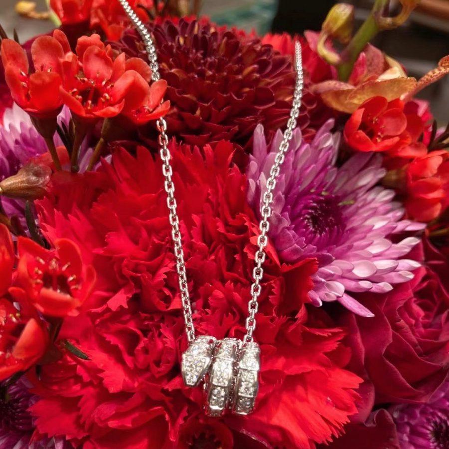 [✨ROSE✨]SERPENTI  NECKLACE DOUBLE RING DIAMOND