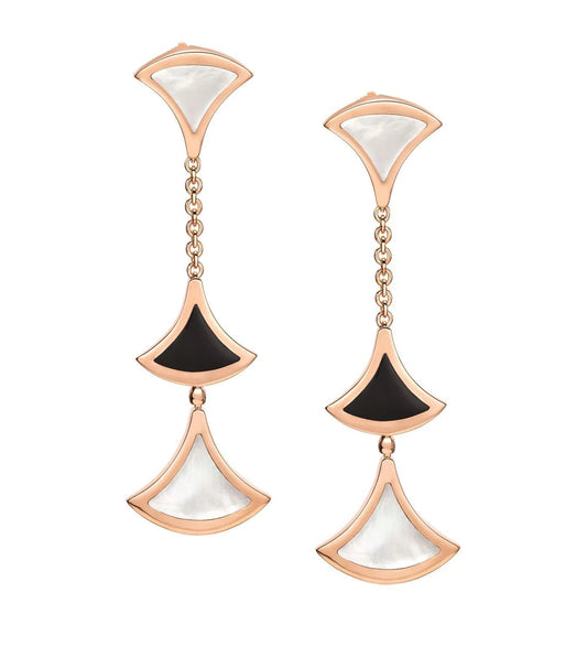 [✨ROSE✨]DREAM EARRINGS 3 MOTIFS ONYX MOP PINK GOLD