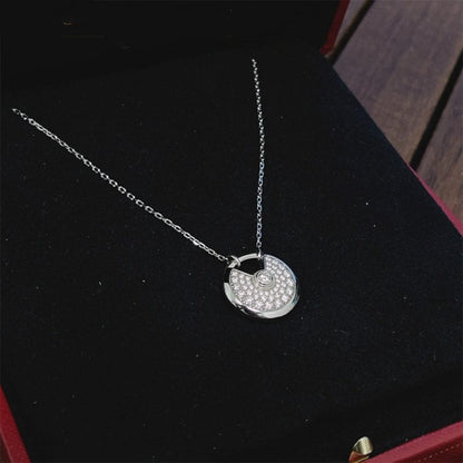 [✨ROSE✨]AMULETTE SILVER FULL DIAMOND NECKLACE
