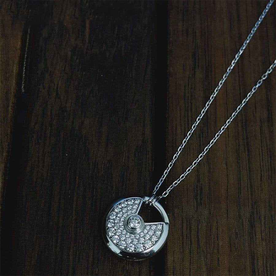 [✨ROSE✨]AMULETTE SILVER FULL DIAMOND NECKLACE
