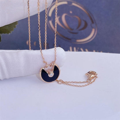 [✨ROSE✨]AMULETTE ROSE GOLD ONYX NECKLACE