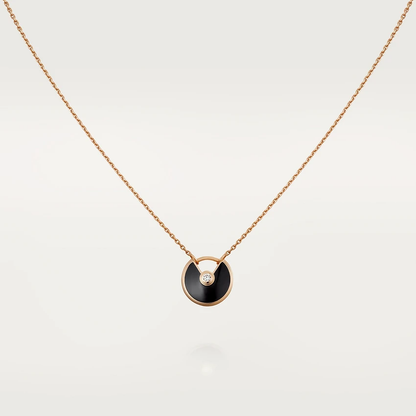 [✨ROSE✨]AMULETTE ROSE GOLD ONYX NECKLACE