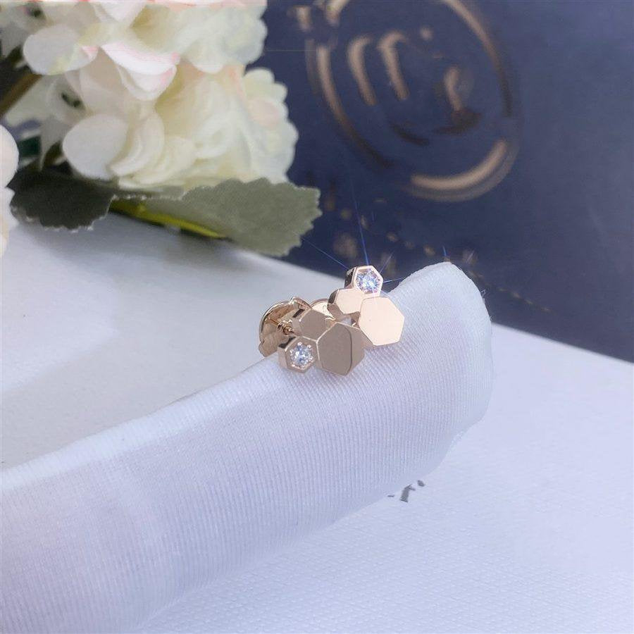 [✨ROSE✨]BEE LOVE PINK GOLD DIAMOND EARRINGS