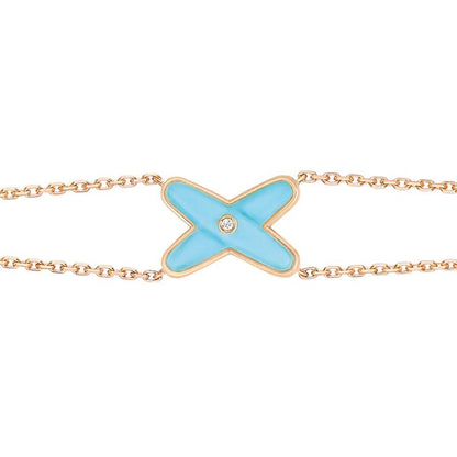 [✨ROSE✨]JEUX BRACELET TURQUOISE PINK GOLD 1 DIAMOND