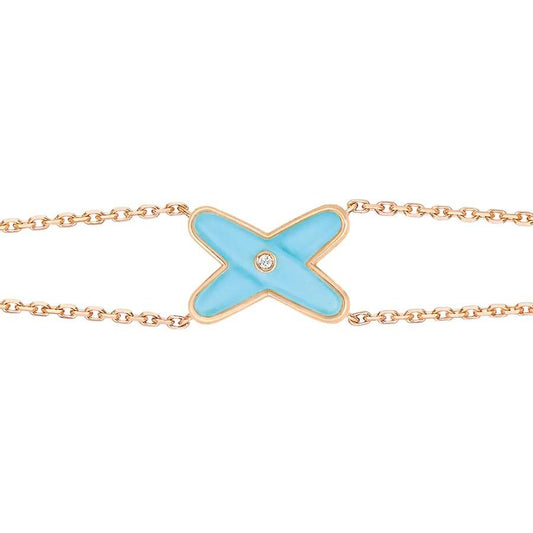 [✨ROSE✨]JEUX BRACELET TURQUOISE PINK GOLD 1 DIAMOND