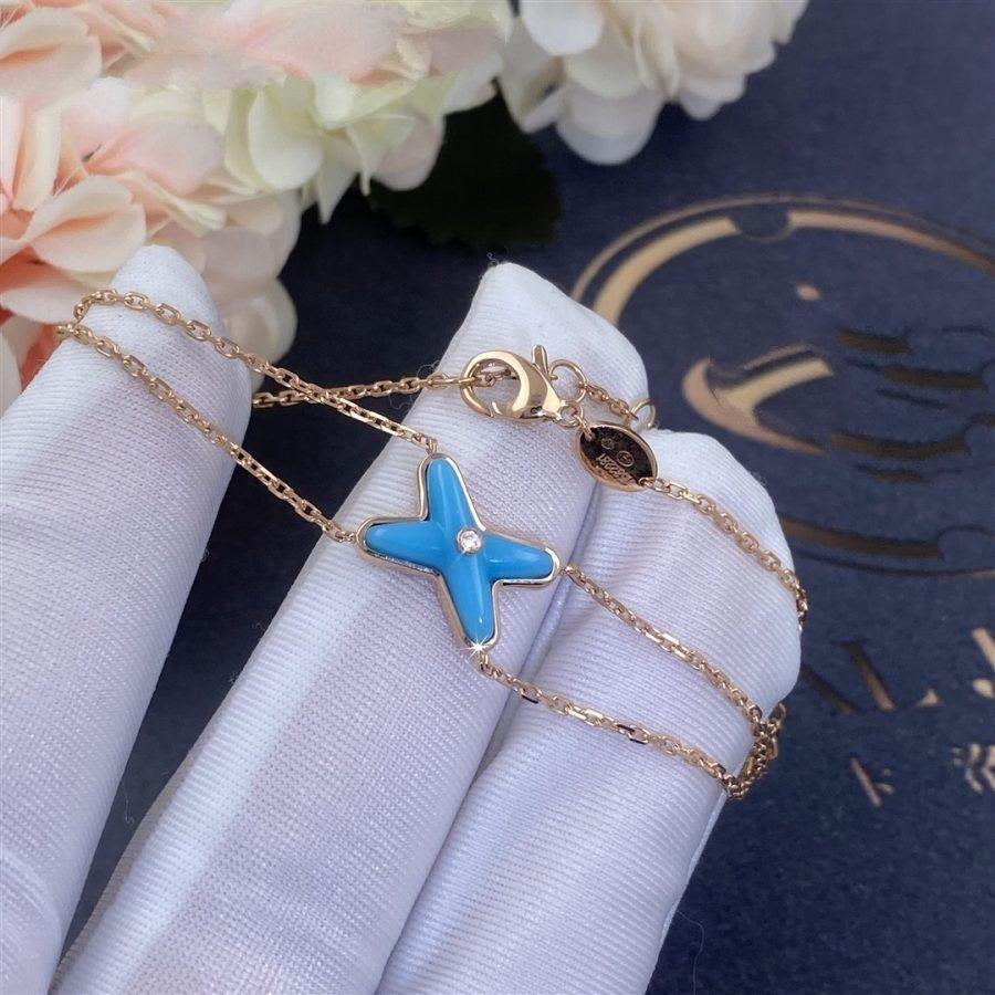 [✨ROSE✨]JEUX BRACELET TURQUOISE PINK GOLD 1 DIAMOND