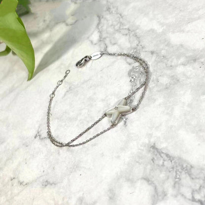 [✨ROSE✨]JEUX BRACELET WHITE MOP SILVER 1 DIAMOND
