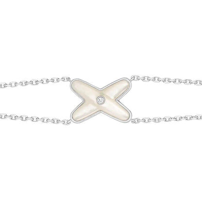 [✨ROSE✨]JEUX BRACELET WHITE MOP SILVER 1 DIAMOND