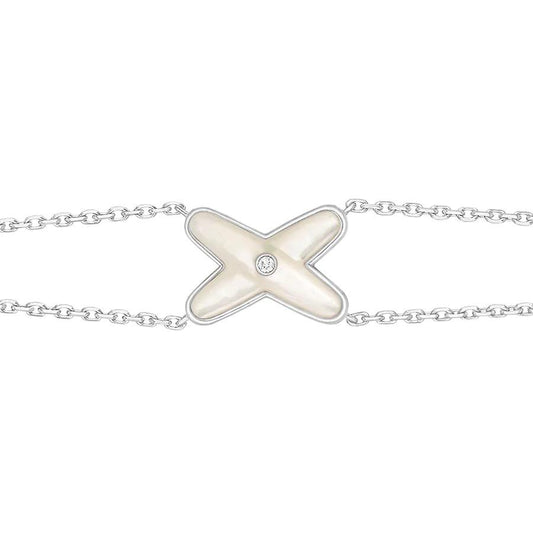 [✨ROSE✨]JEUX BRACELET WHITE MOP SILVER 1 DIAMOND