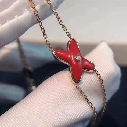 [✨ROSE✨]JEUX BRACELET CARNELIAN PINK GOLD 1 DIAMOND