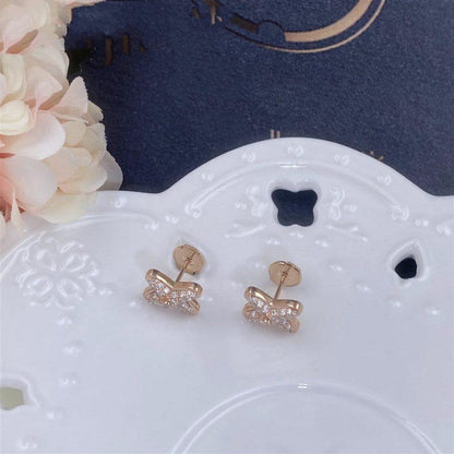 [✨ROSE✨]JEUX DE PINK GOLD DIAMOND EARRINGS