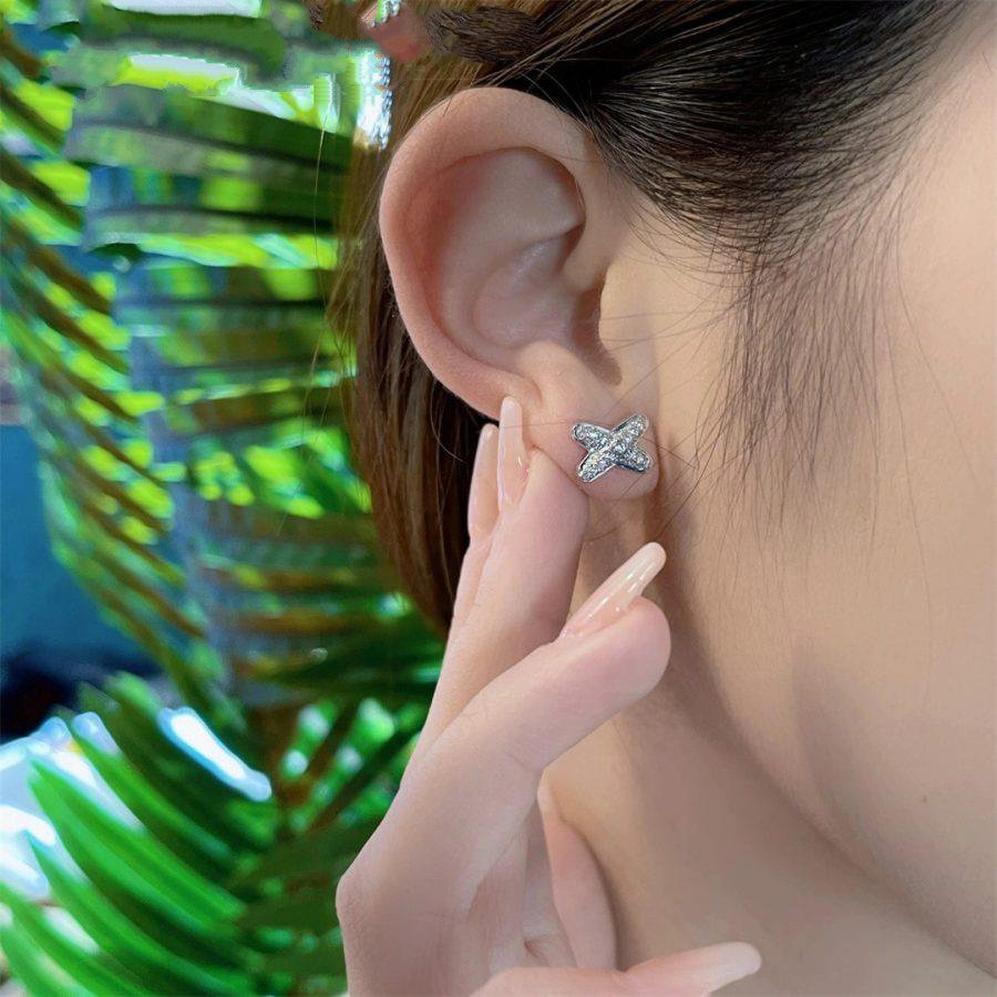 [✨ROSE✨]JEUX DE SILVER DIAMOND EARRINGS
