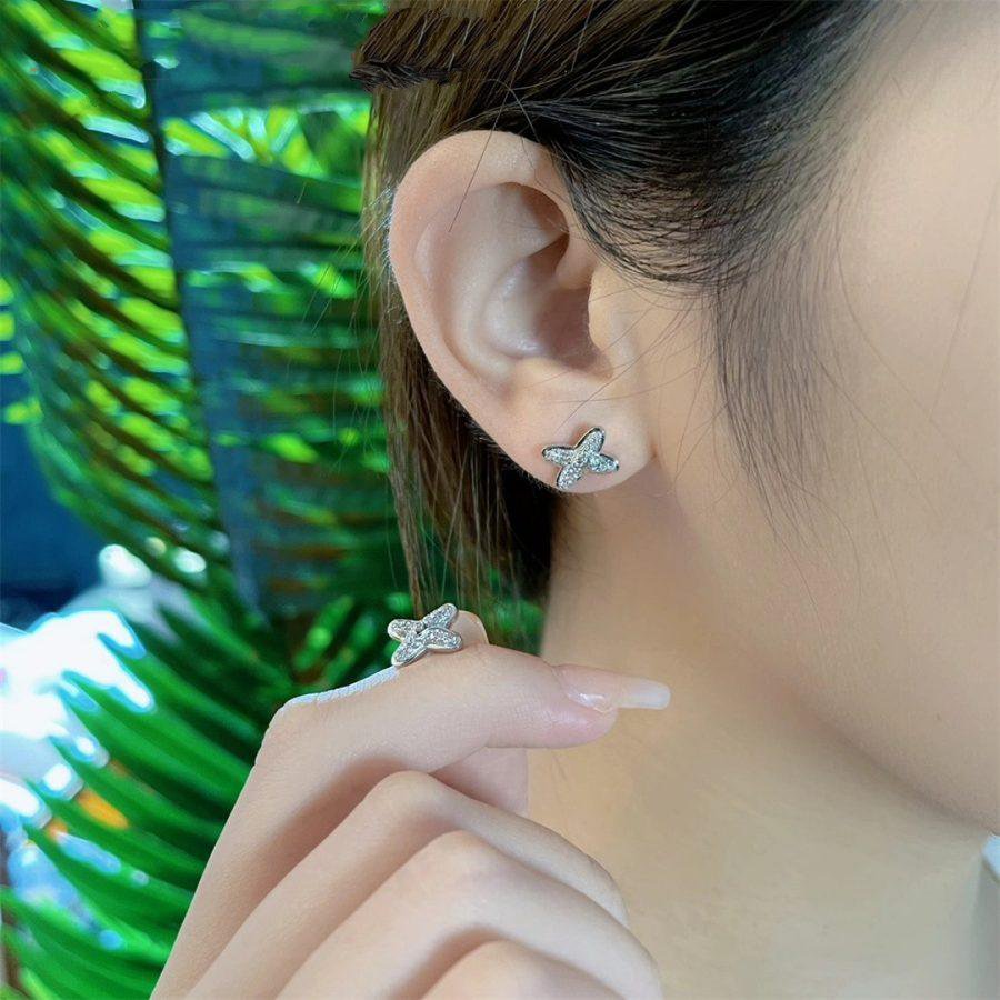 [✨ROSE✨]JEUX DE SILVER DIAMOND EARRINGS