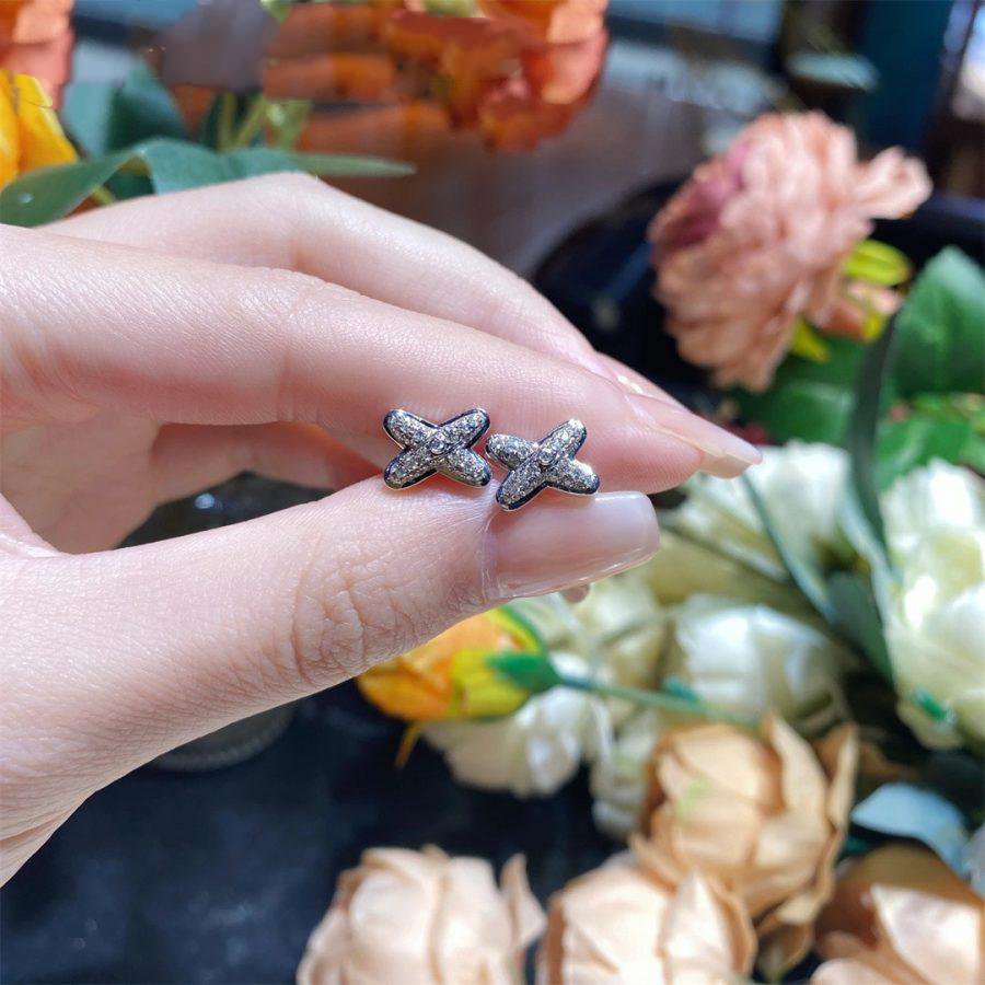 [✨ROSE✨]JEUX DE SILVER DIAMOND EARRINGS