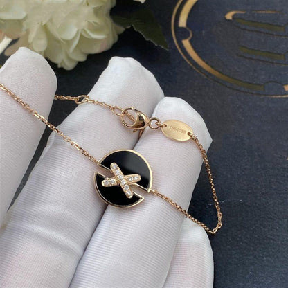 [✨ROSE✨]JEUX DE BRACELET ONYX PINK GOLD DIAMOND