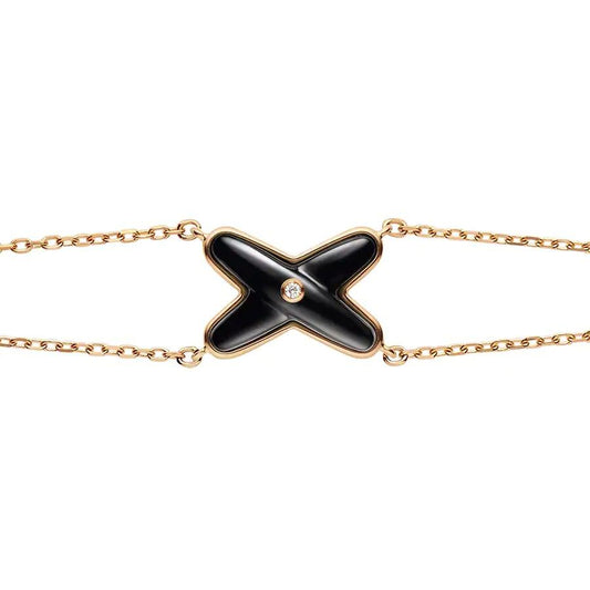 [✨ROSE✨]JEUX BRACELET ONYX PINK GOLD 1 DIAMOND