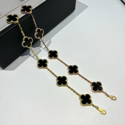 [✨ROSE✨]CLOVER  5 MOTIFS BLACK ONYX BRACELET