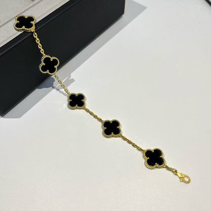 [✨ROSE✨]CLOVER  5 MOTIFS BLACK ONYX BRACELET