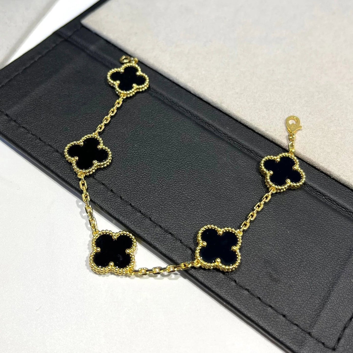 [✨ROSE✨]CLOVER  5 MOTIFS BLACK ONYX BRACELET