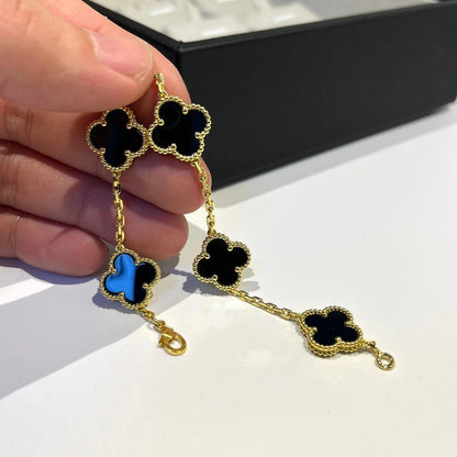 [✨ROSE✨]CLOVER  5 MOTIFS BLACK ONYX BRACELET