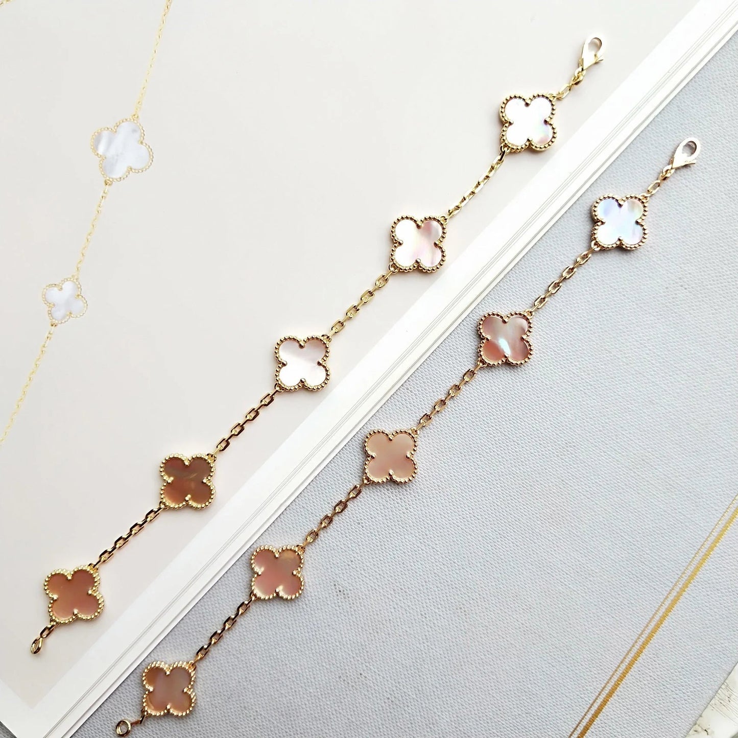 [✨ROSE✨]CLOVER 5 PINK MOP BRACELET