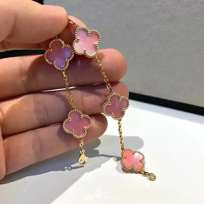 [✨ROSE✨]CLOVER 5 PINK MOP BRACELET