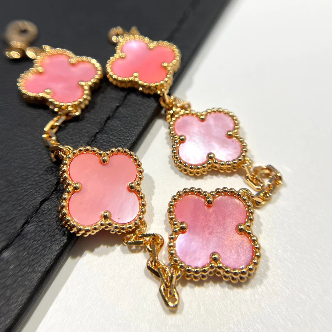 [✨ROSE✨]CLOVER 5 PINK MOP BRACELET