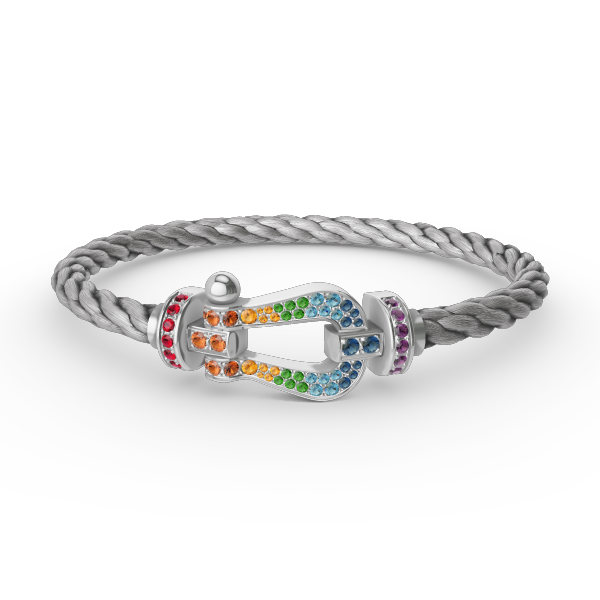 [✨ROSE✨]FORC LARGE HORSESHOE  COLORED DIAMOND BRACELET SILVER