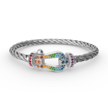 [✨ROSE✨]FORC LARGE HORSESHOE  COLORED DIAMOND BRACELET SILVER