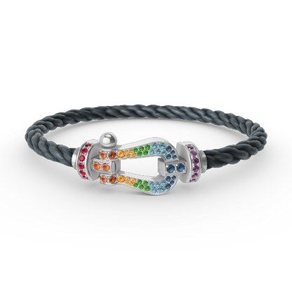 [✨ROSE✨]FORC LARGE HORSESHOE  COLORED DIAMOND BRACELET SILVER