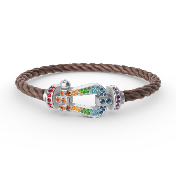 [✨ROSE✨]FORC LARGE HORSESHOE  COLORED DIAMOND BRACELET SILVER