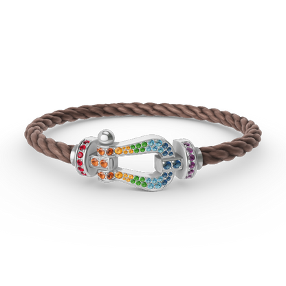 [✨ROSE✨]FORC LARGE HORSESHOE  COLORED DIAMOND BRACELET SILVER