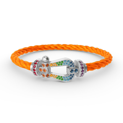 [✨ROSE✨]FORC LARGE HORSESHOE  COLORED DIAMOND BRACELET SILVER