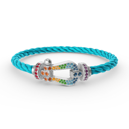 [✨ROSE✨]FORC LARGE HORSESHOE  COLORED DIAMOND BRACELET SILVER