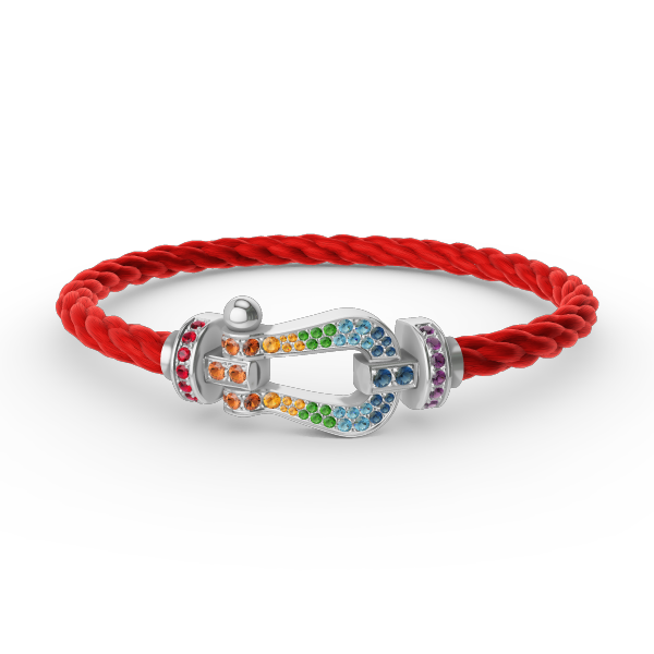 [✨ROSE✨]FORC LARGE HORSESHOE  COLORED DIAMOND BRACELET SILVER